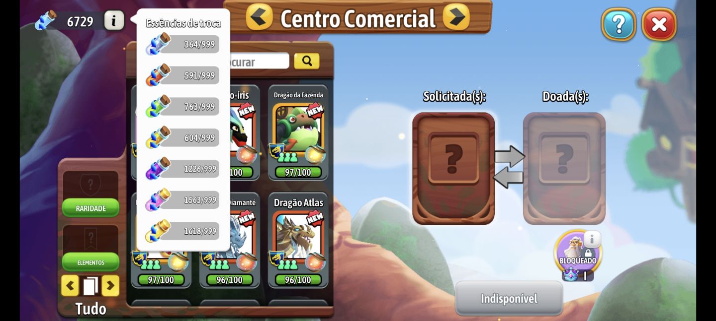 Conta de Dragon City com várias Skins