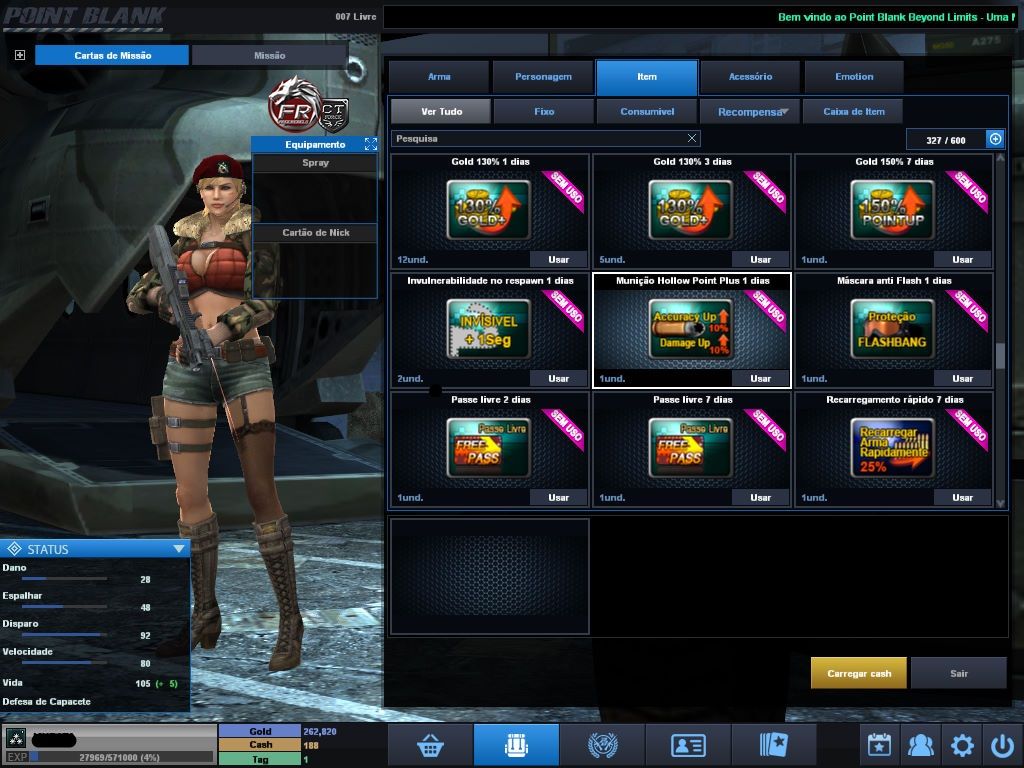 CONTA POINT BLANK varios itens