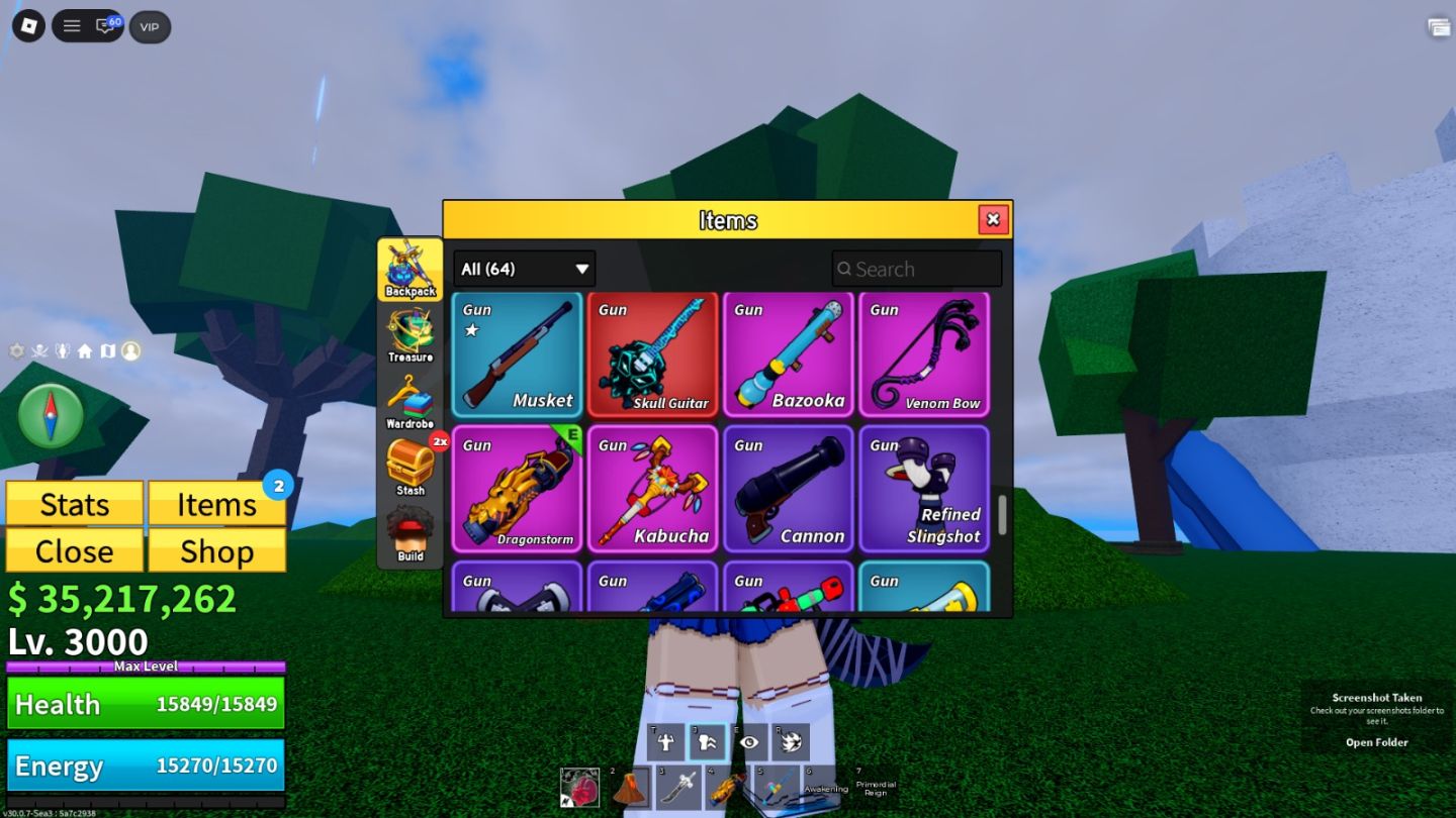 Conta blox fruits frutas perm, diversas espadas/armas e muito dinheiro