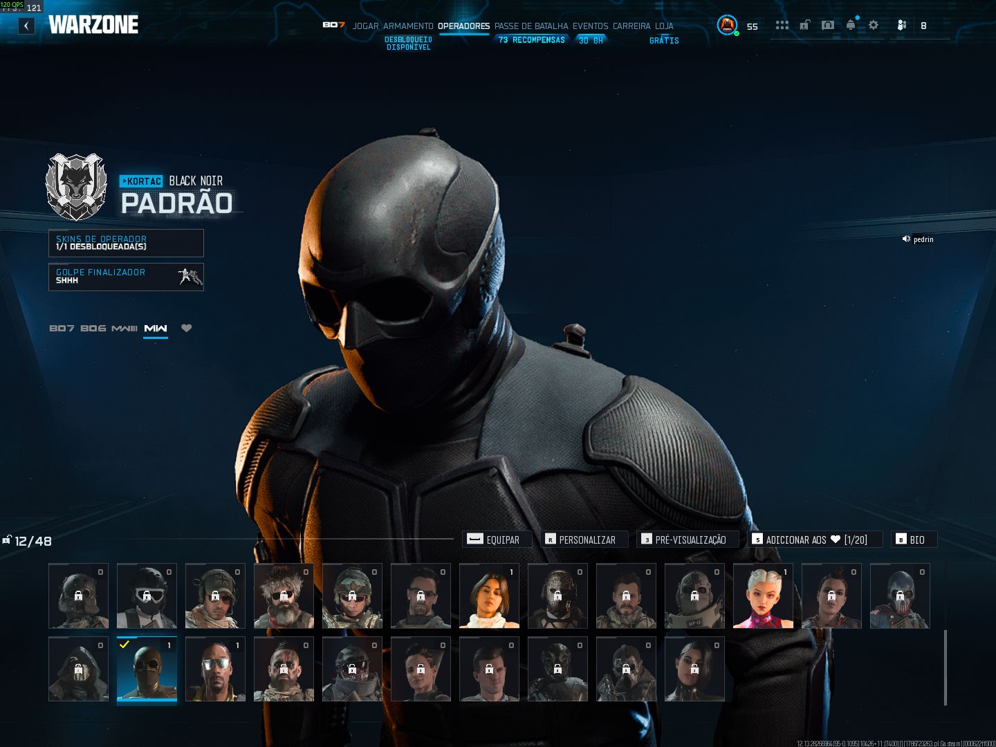 Conta warzone black noir,izzy,snoop dogg,cheech chong,iridas , michael myers