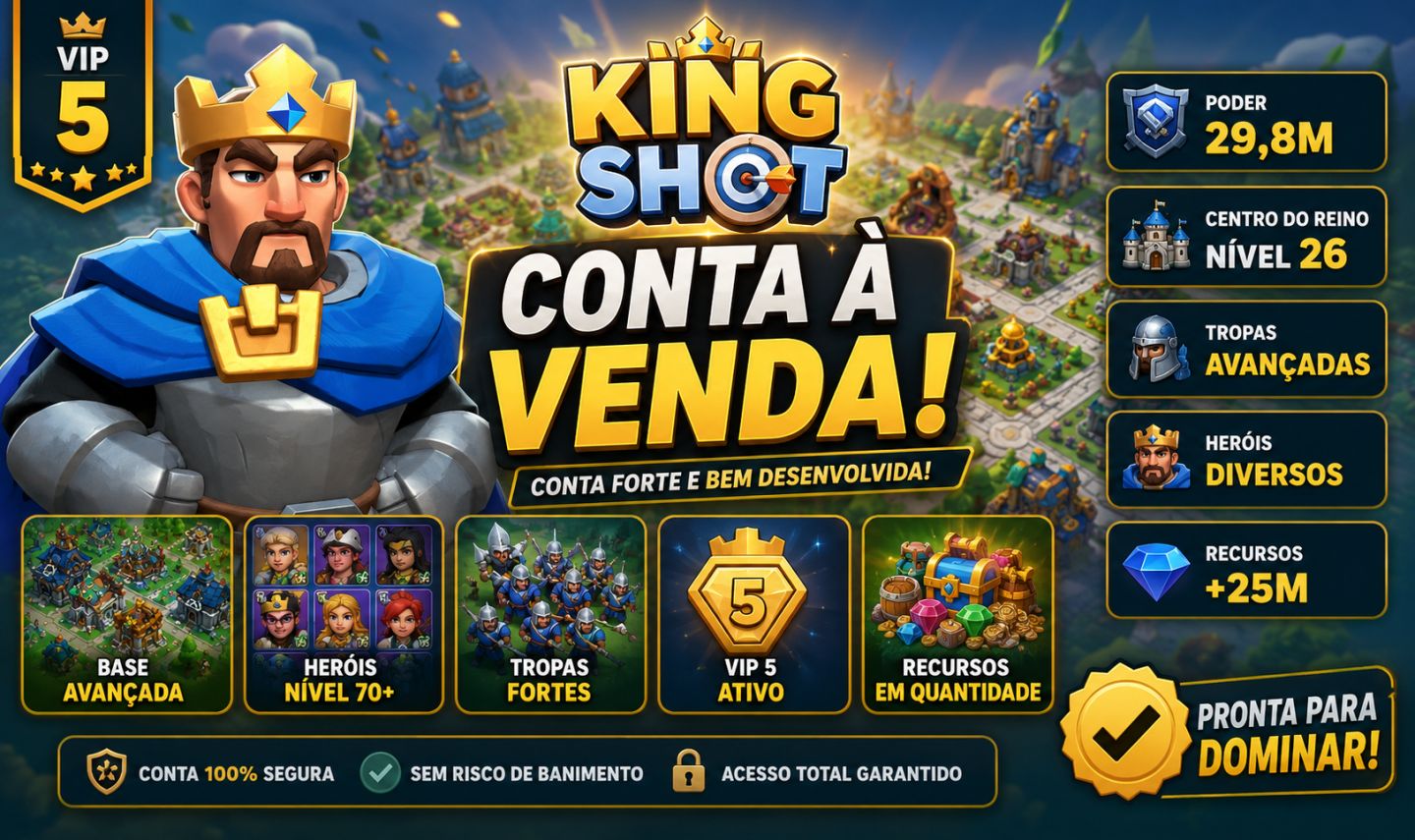 Conta King Shot Reino novo 2123 - Para rápido +40MM de Poder