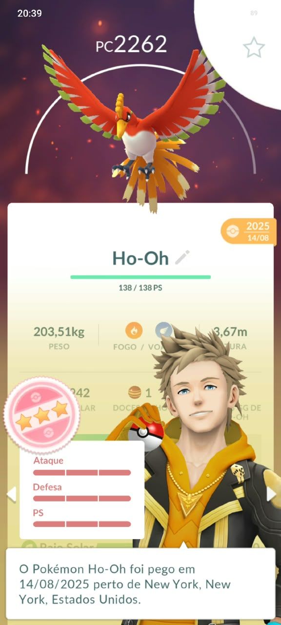 Conta Pokémon GO Nível 42 | Ho-Oh 100% IV (Hundo) | Lendários, Shinys e Gigantam