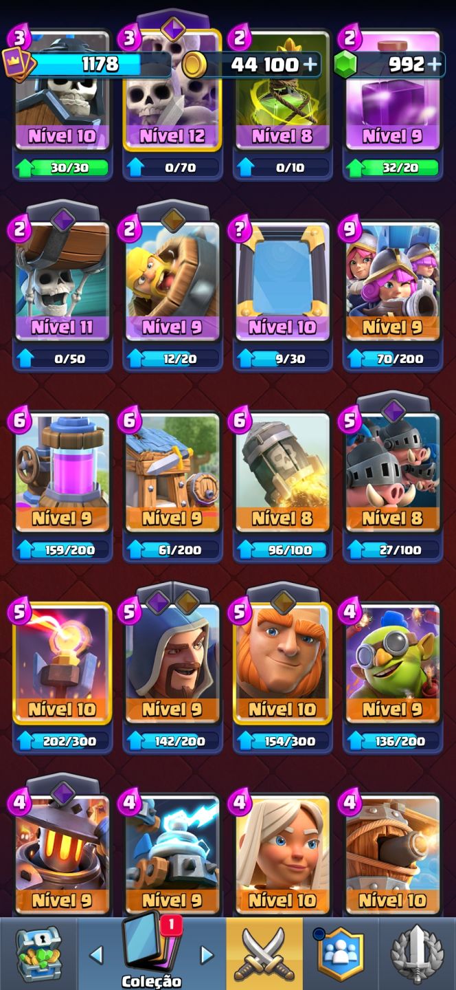 Conta Clash Royale arena 11 e Clash of clans CV 10