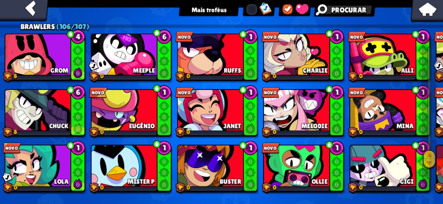 CONTA BRAWL STARS COMPLETA | 265 SKINS + 35 HIPERCARGAS + 32K TROFÉUS