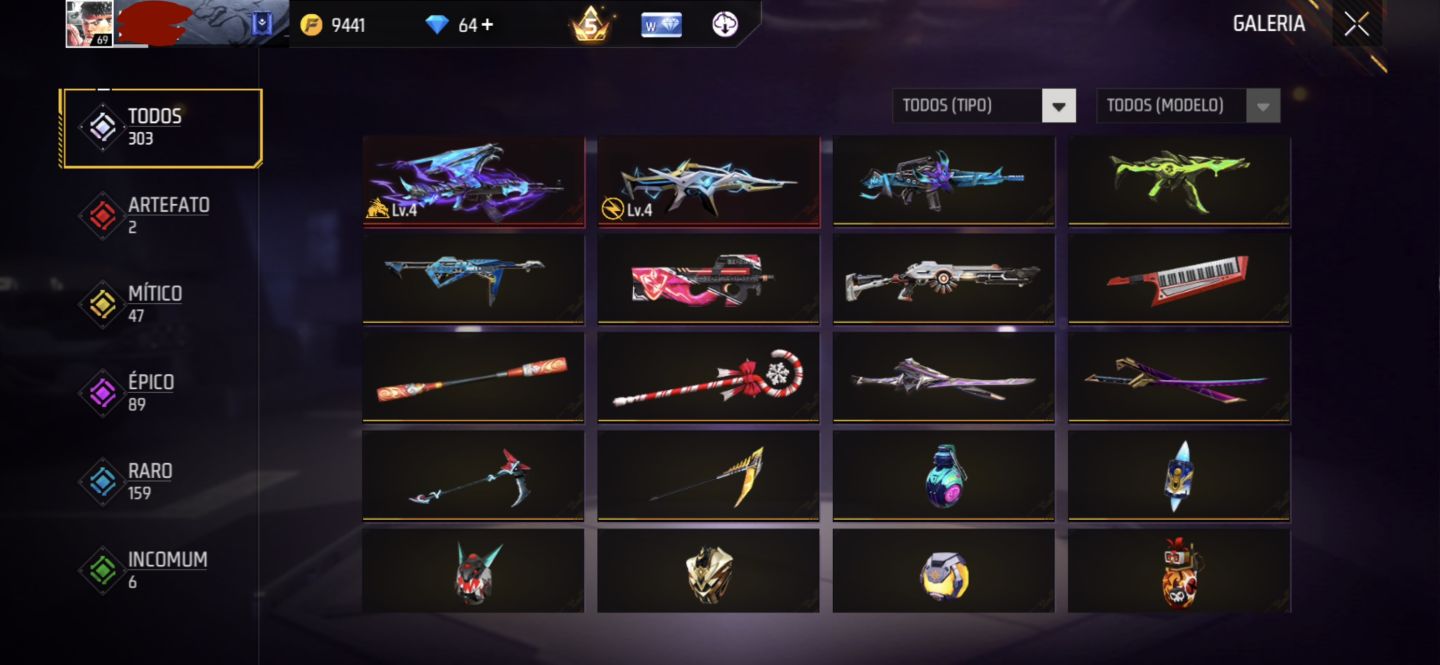 CONTA FREE FIRE ANTIGA - COM 5 DINOS!