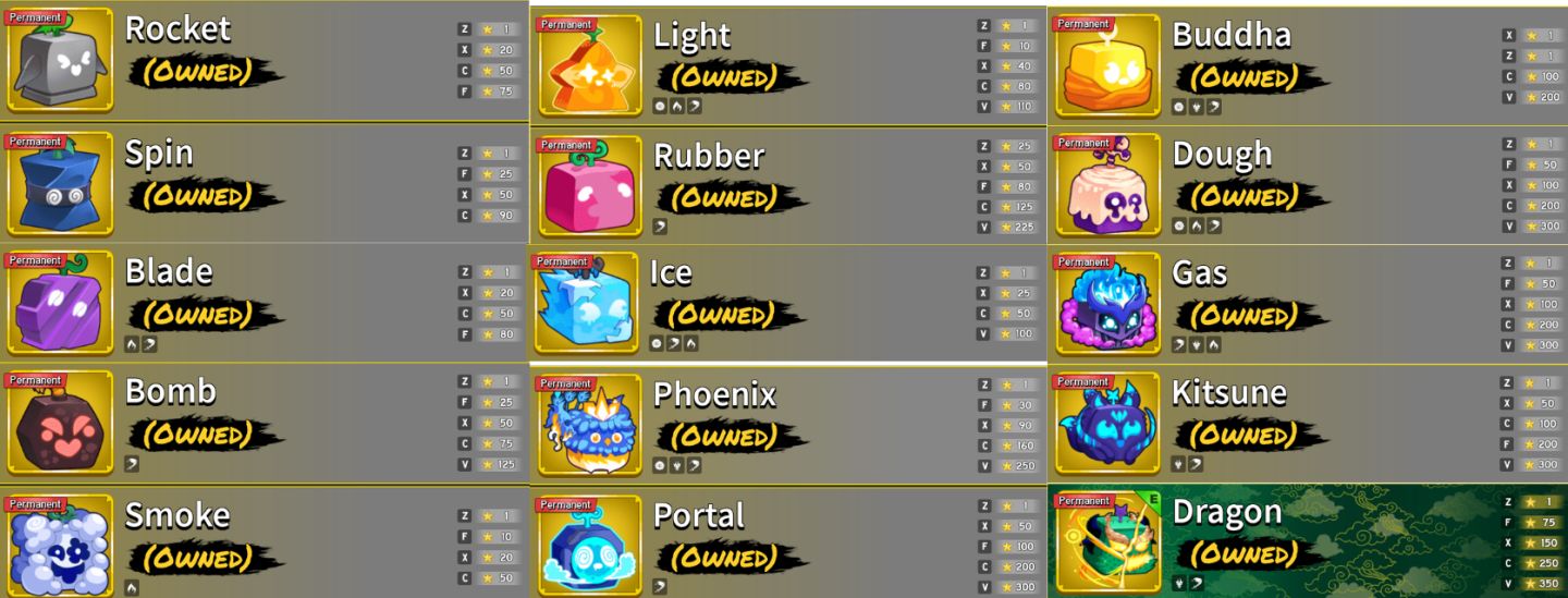 Conta de Blox fruits full com 15 Perm Dragon Kitusne Dough Todas as gamepass