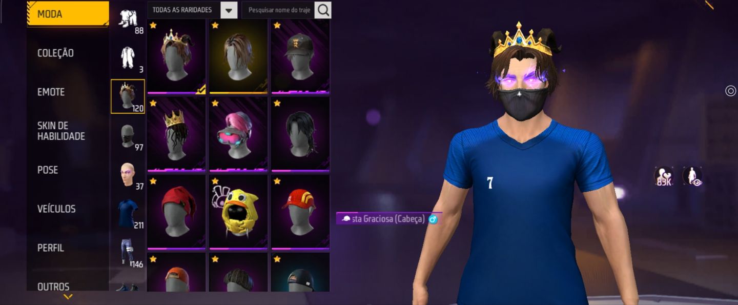 Conta Free Fire MAX Coroa Besta Graciosa + Lobo Cinza + Skins Raras!