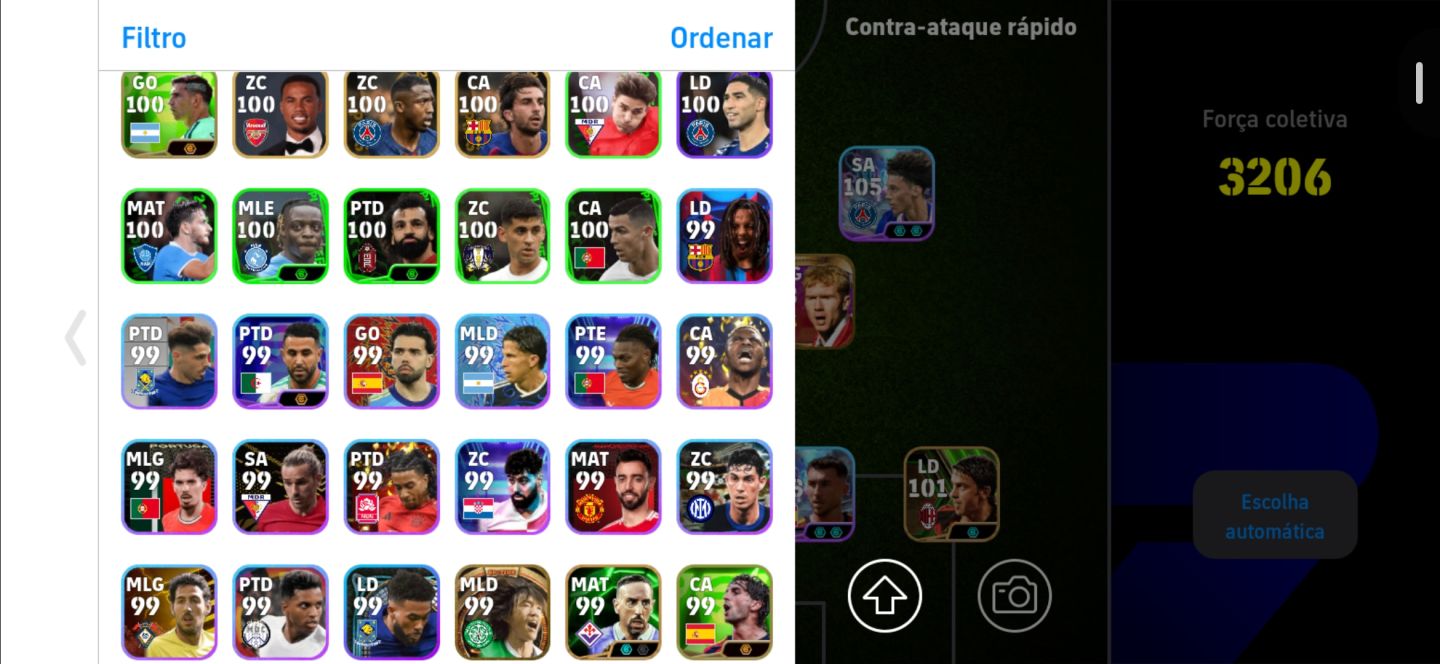 Conta Efootball Ios Android Kaka 107 do Brasil, ney raro de 2014 do pack!