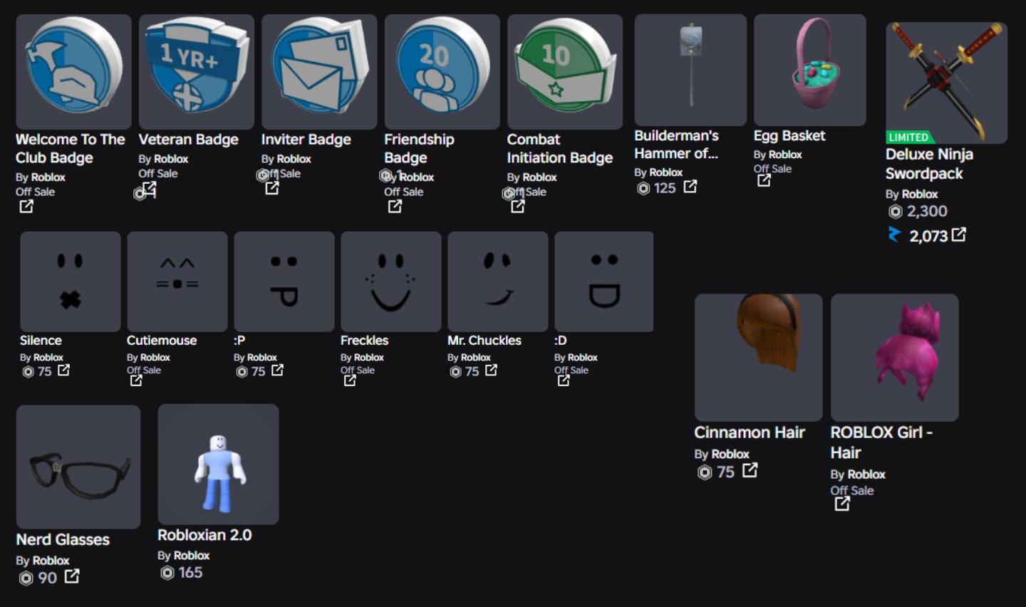 CONTA ROBLOX ANTIGA 2011 CANDY CANE ANTLERS + 17 OFFSALES E 2K RAP [UNVERIFIED]