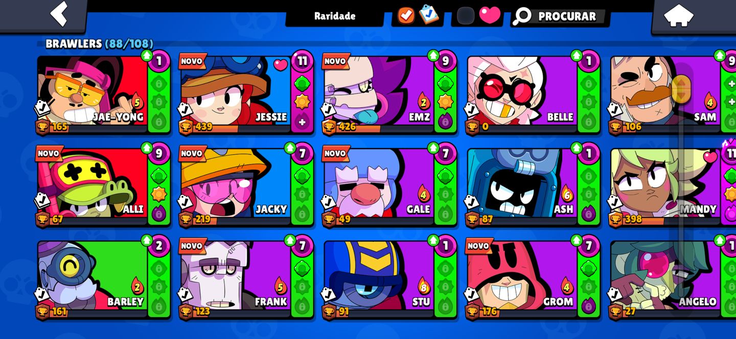CONTA BRAWL STARS À VENDA 594 GEMAS MUITAS SKINS