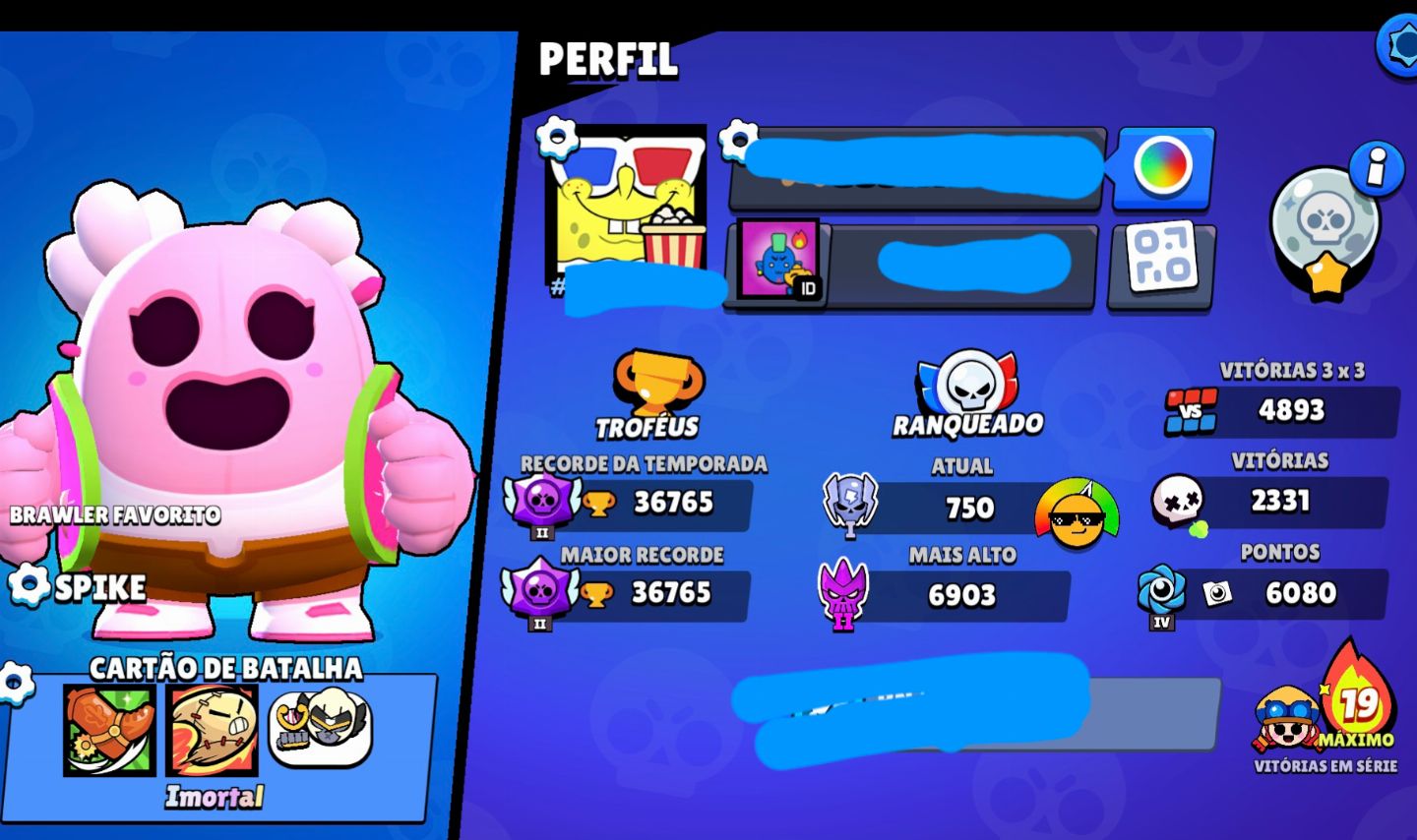 Conta de Brawl Stars com 36k de troféus e 90 brawlers