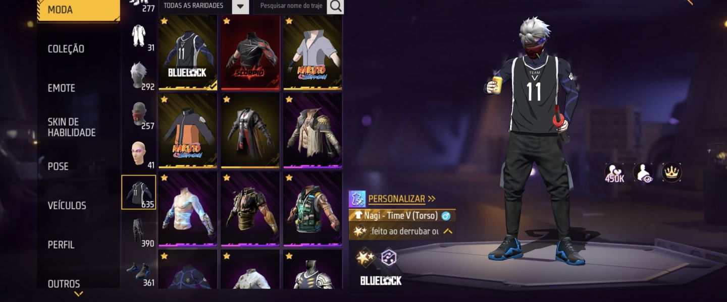 Conta Free Fire Veterana: Passes 4 Ao 9 + Full Ragnarok + Prime 7 + steamp punk