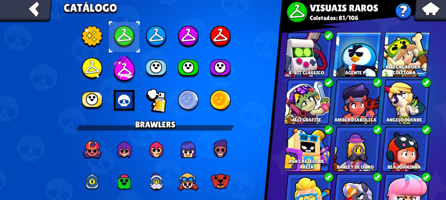 Conta de brawl de 2020,todos os brawlers,skins de hyper,brawlers quase 3k