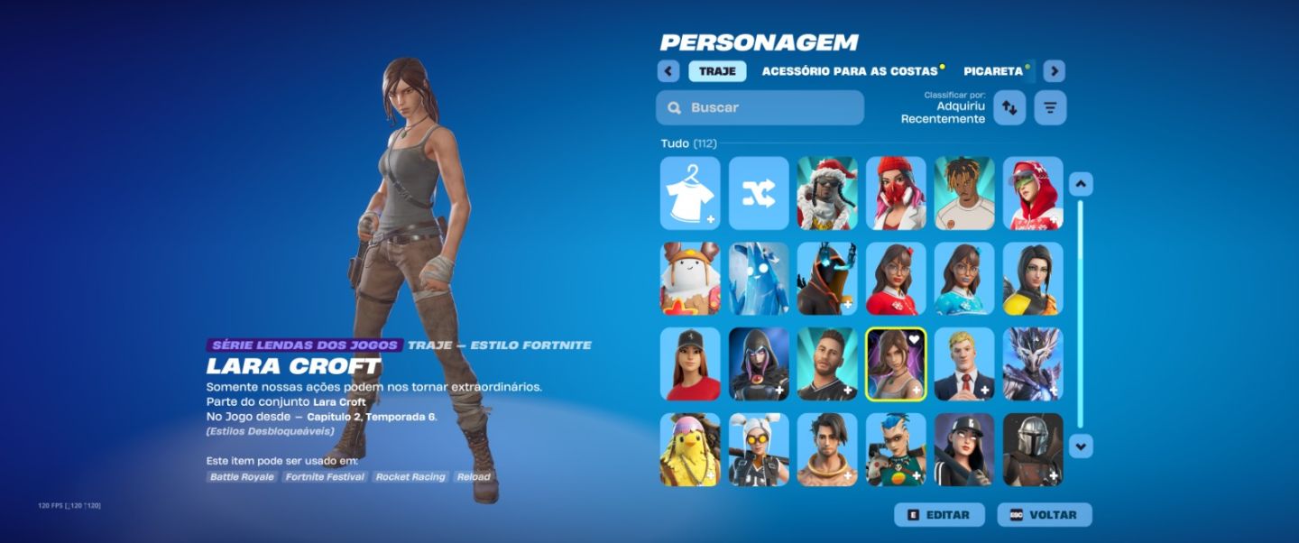 Conta Fortnite com Skins raras e alguns passes antigos. Machado leviatã e Lara.