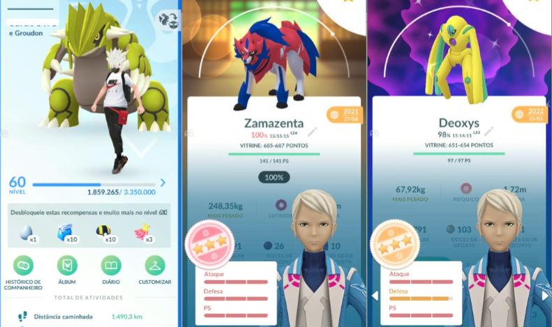 CONTA POKEMON GO LEVEL 60 | 132 LENDARIO | 114 BRILHANTE | ZAMAZENTA IV 100