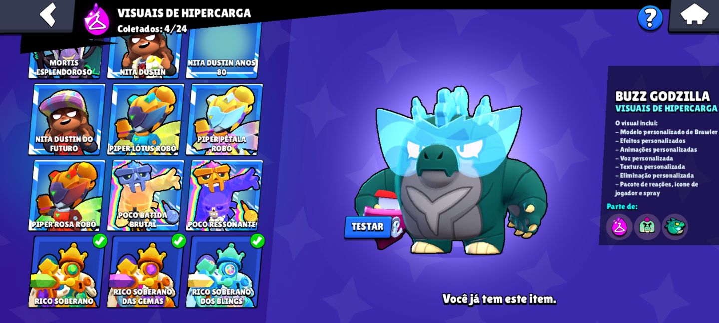 CONTA BRAWL STARS 93K+ TROFÉUS | 105 BRAWLERS | 49 HIPERCARGAS | 249 SKINS