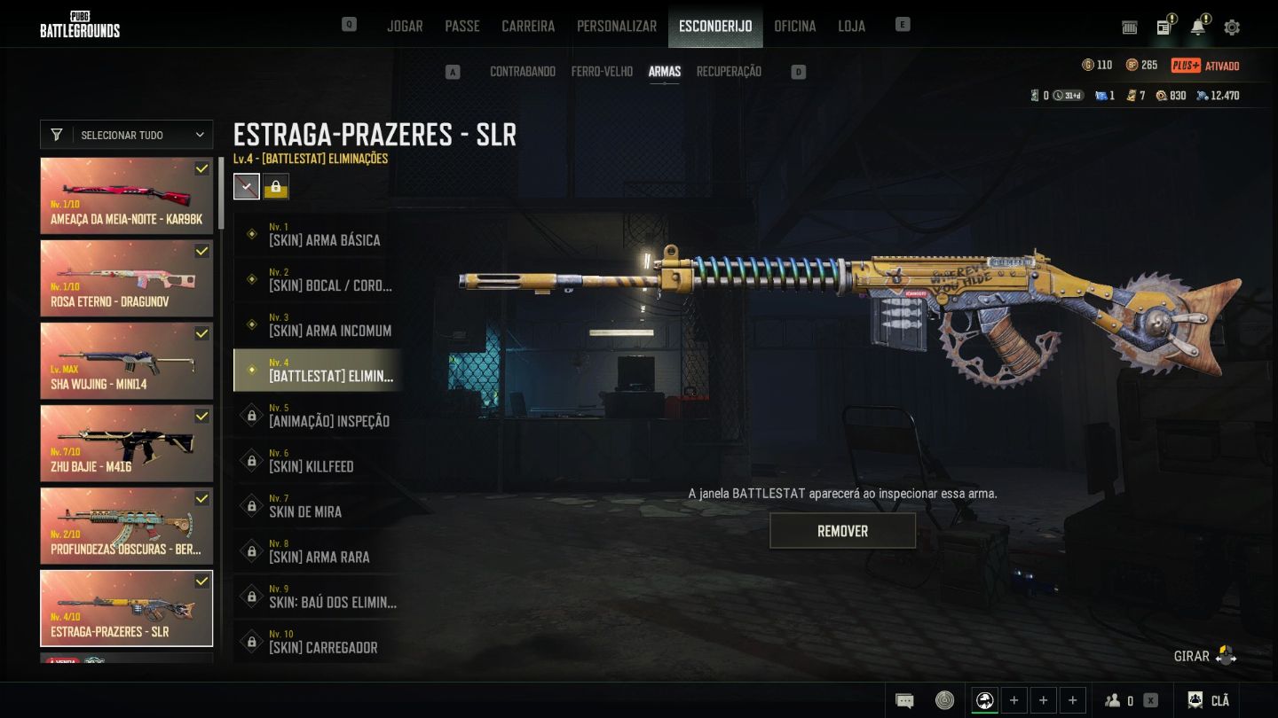Conta de PUBG Plus STEAM - LVL 500 - 3.420 horas - 6 Armas Pregressivas + croma