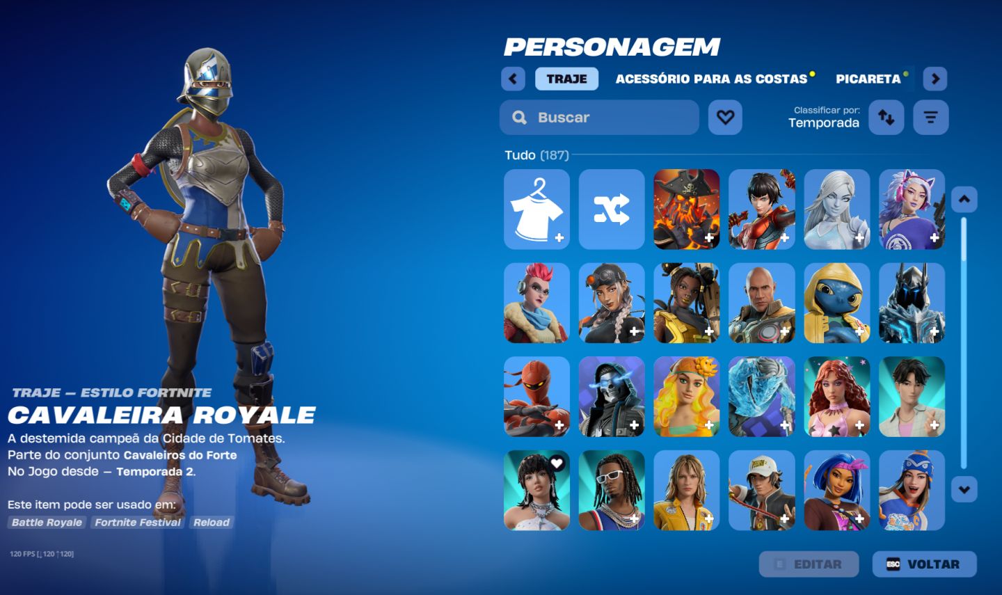 Conta Fortnite 187 skins + Royale Knight + Wingman + Omega