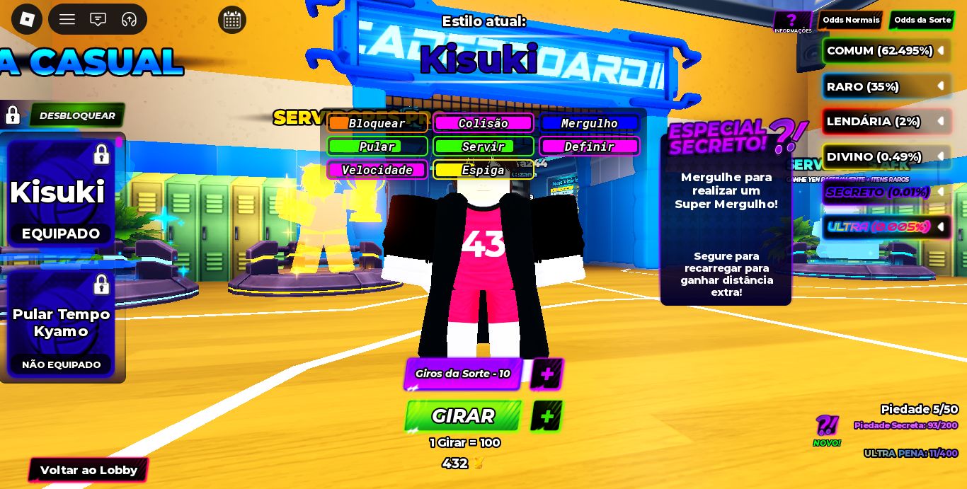 Conta roblox com dois estilos secretos no volleybol legends + Clover origin