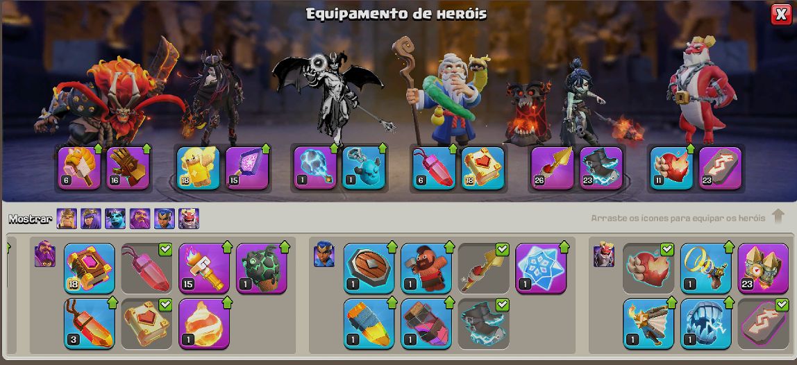 CV 18 BEM UPADA, COM PAISAGEM LENDARIA E ALGUMAS SKINS DE HEROIS LEGAIS.