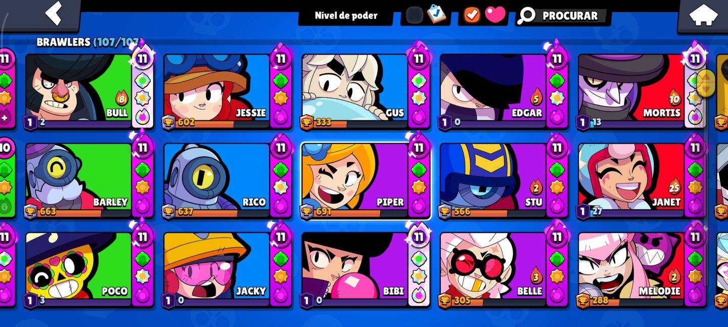 BRAWL STAR| 37.987 Troféus |107 Brawler | Muitos Poder 11 | Conta Completo