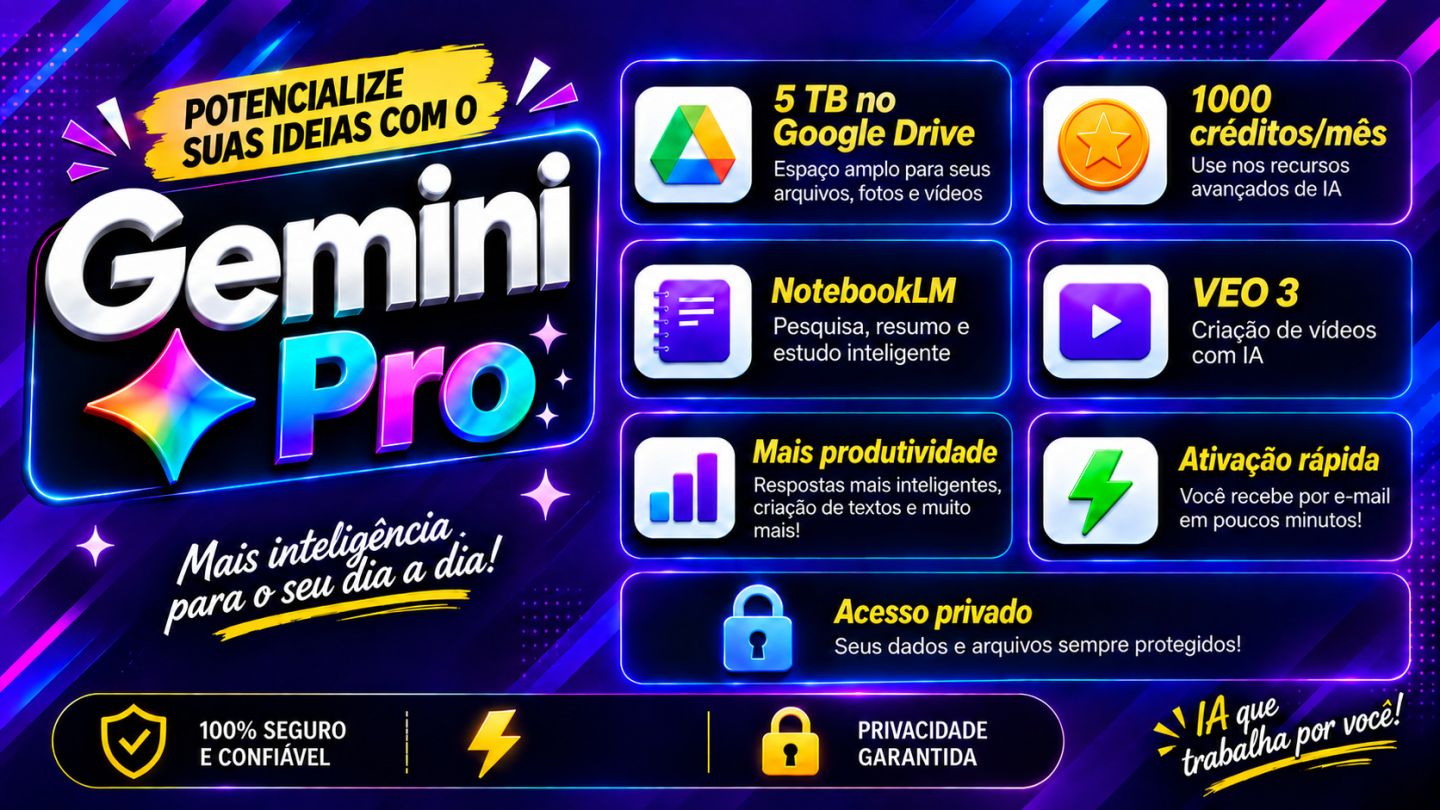 Google Gemini Ai Pro Com 5tb Drive Digital