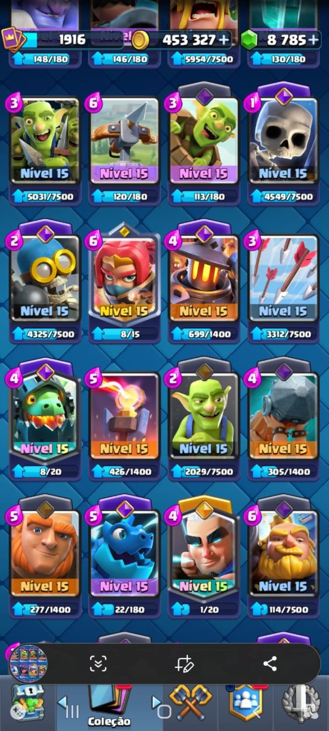 Clash Royale rei nível 16 + 8700 gemas + Full cartas + Evoluções + Heróis e mt++
