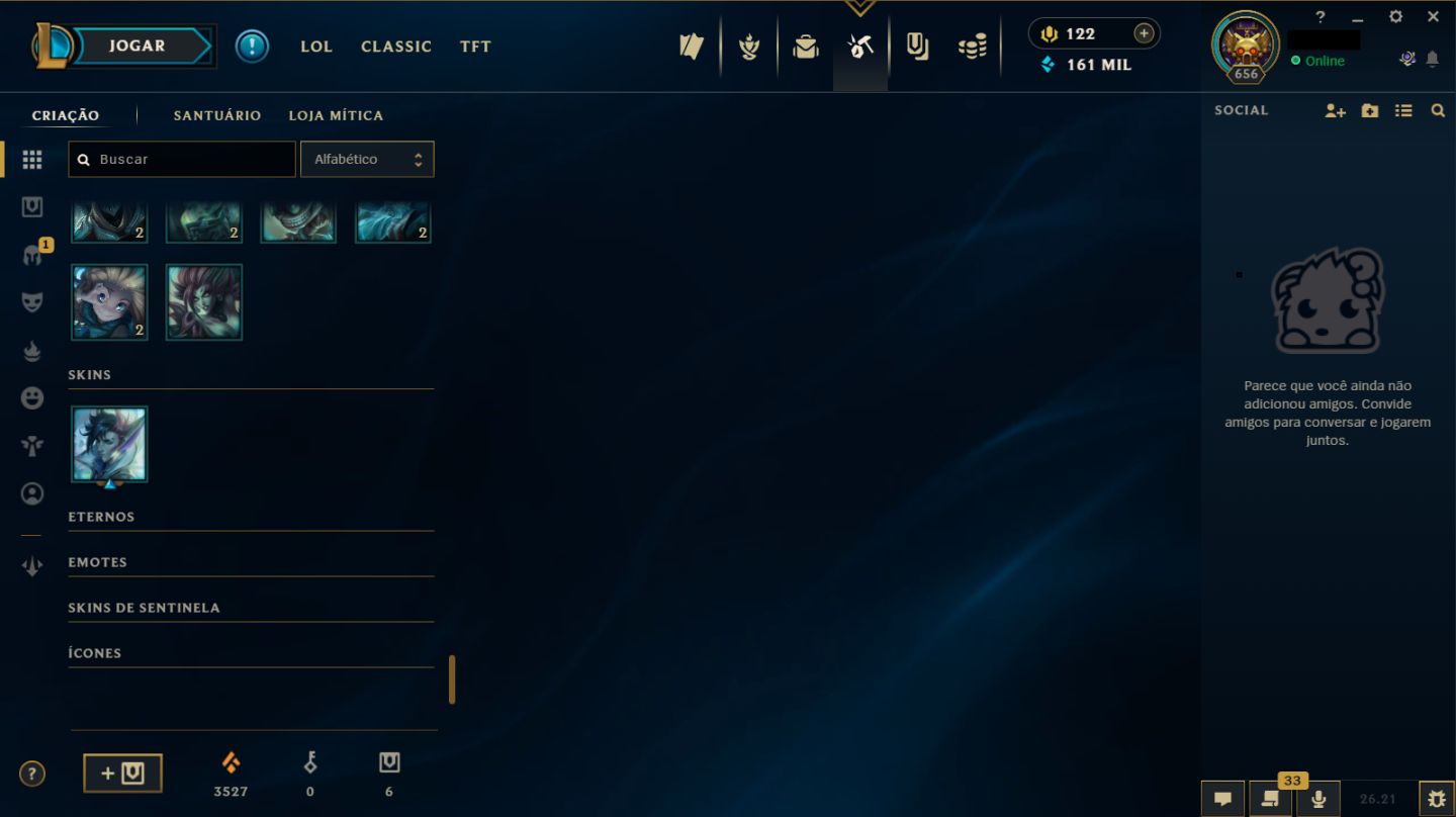 Lol Antiga Rara 2014 | 446 Skins + 41 Skins Vava | Prata 3/Unranked