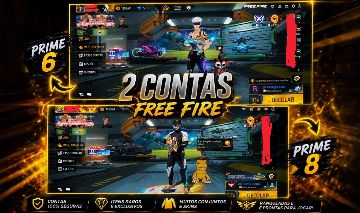 COMBO 2 CONTAS FF | Prime 8 + Prime 6 | Mestre | Itens Raros | Coleção Gigante