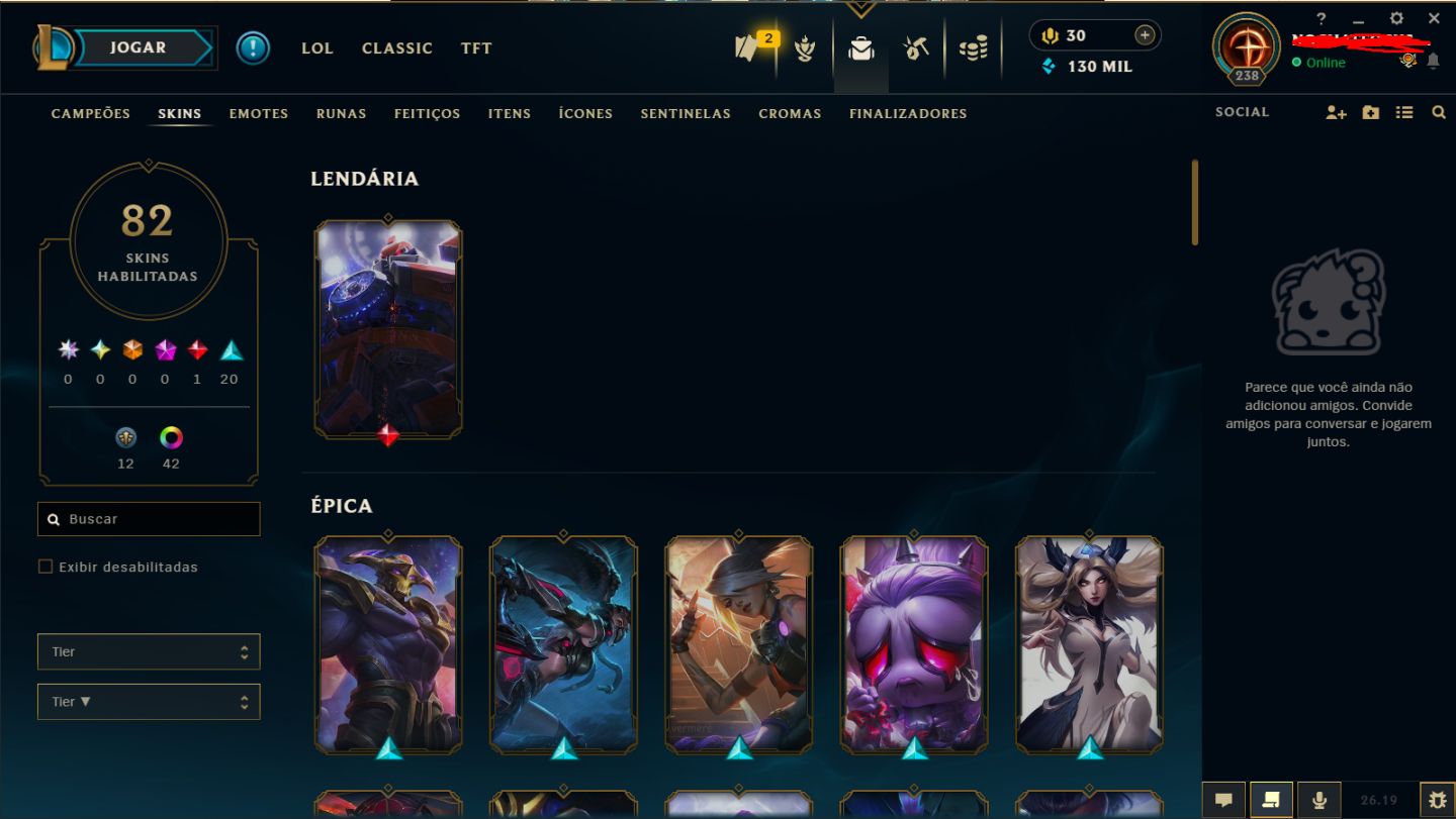 CONTA DIAMANTE // DIVERSAS SKINS // LEVEL 239 (MAIN ACCOUNT)