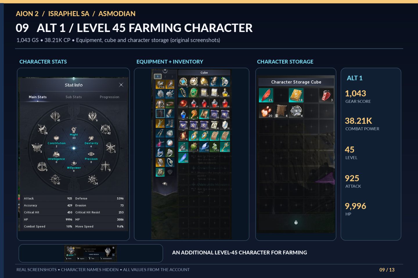 AION 2 SA | CLERIC/HEALER 2223 GS | 93K CP | 3 ALTS LV45 PARA FARM | ISRAPHEL AS