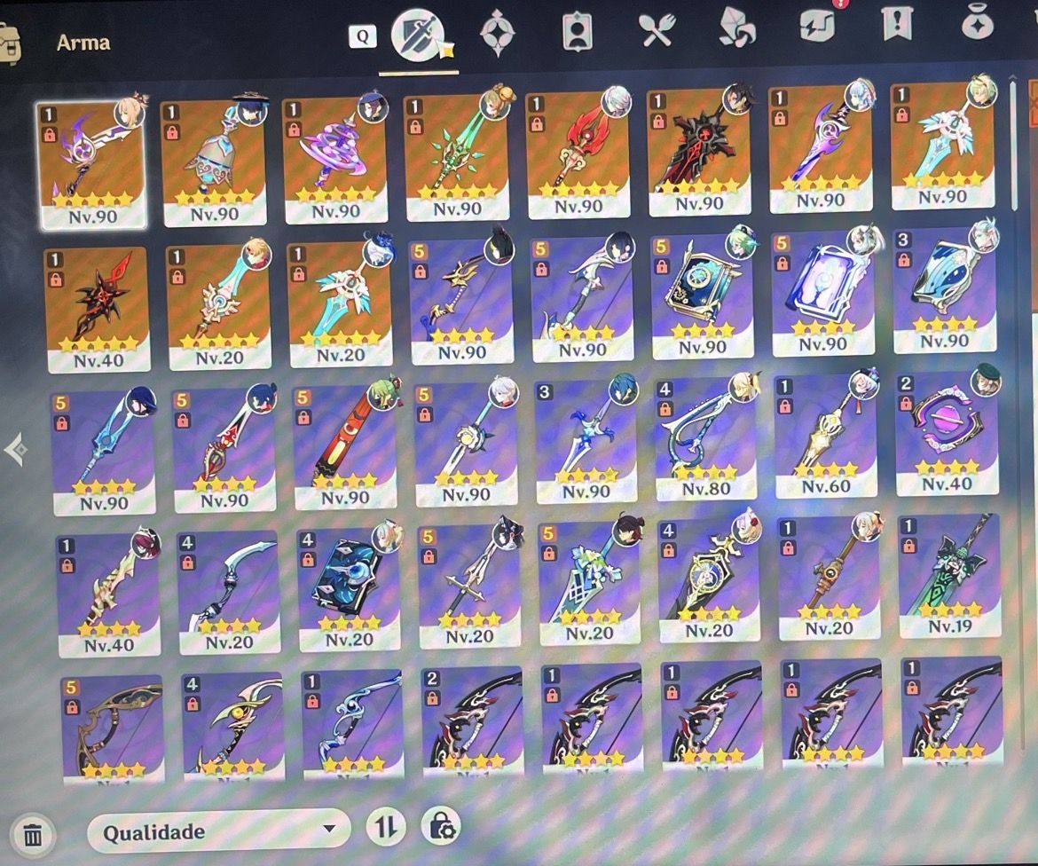 Conta de Genshin Ar60, 22 personagens t5, 11 armas t5.