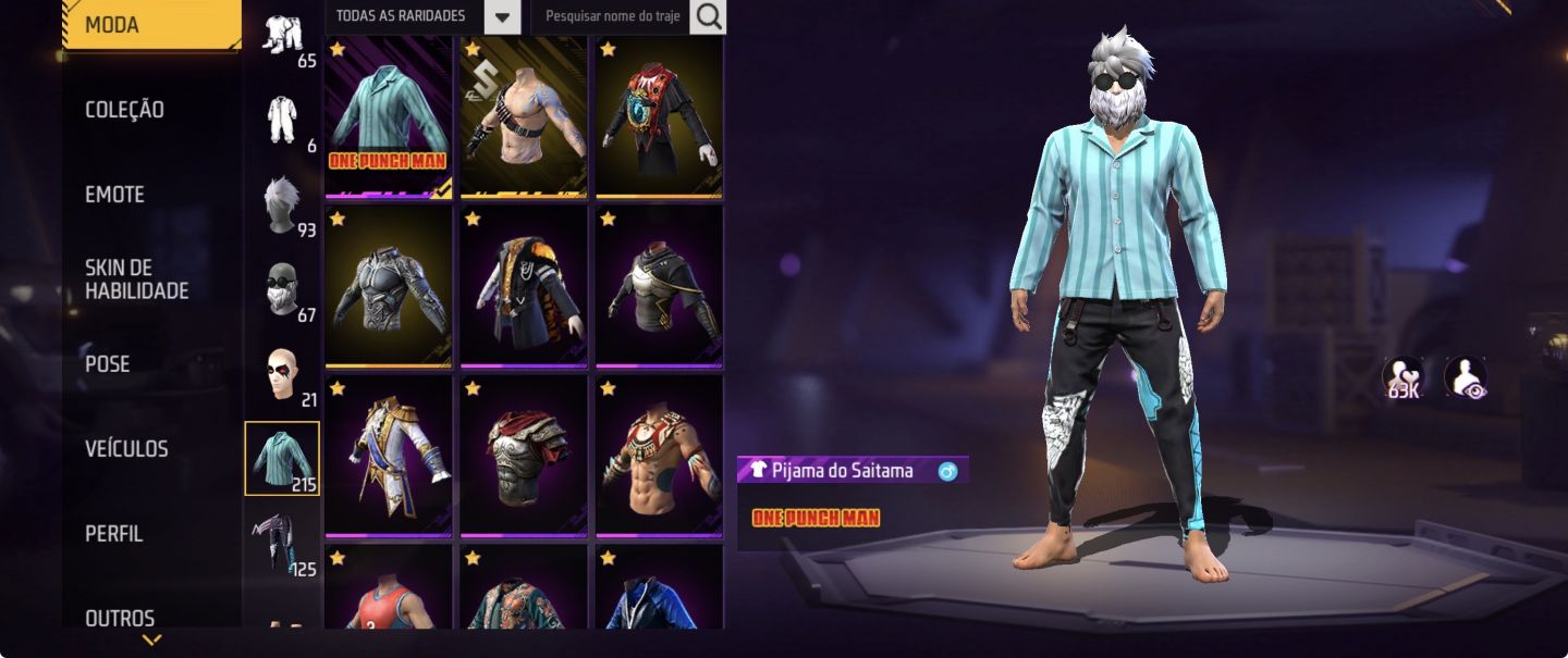 PÉ DESCALÇO+CALÇA ANGELICAL+ONE PUNCH MAN+2 PUNHOS+SKINS DE ANIME CONTA ANTIGA