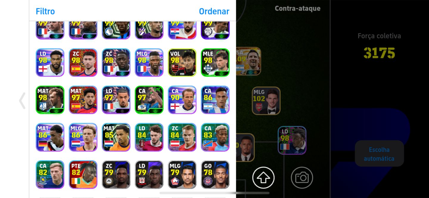 CONTA DE EFOOTBALL / MESSI 111 / OLMO 106 / MAKÉLÉLÉ 107 !!!