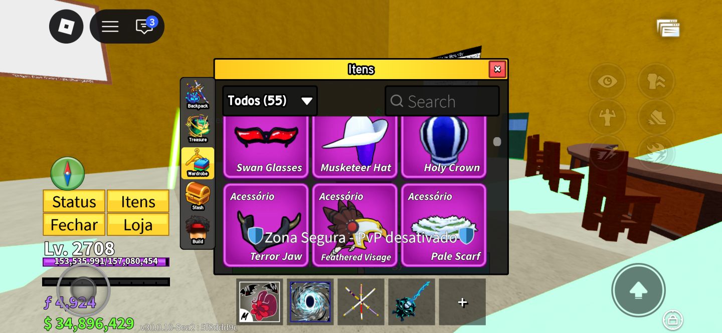 Conta blox fruits End game muita skin fora do jogo com robux pra gastar