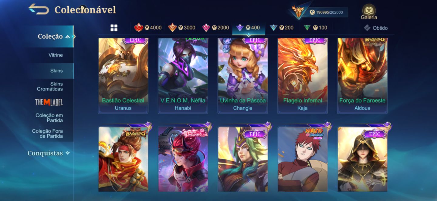 Conta MLBB, skin do alpha legend e muito mais