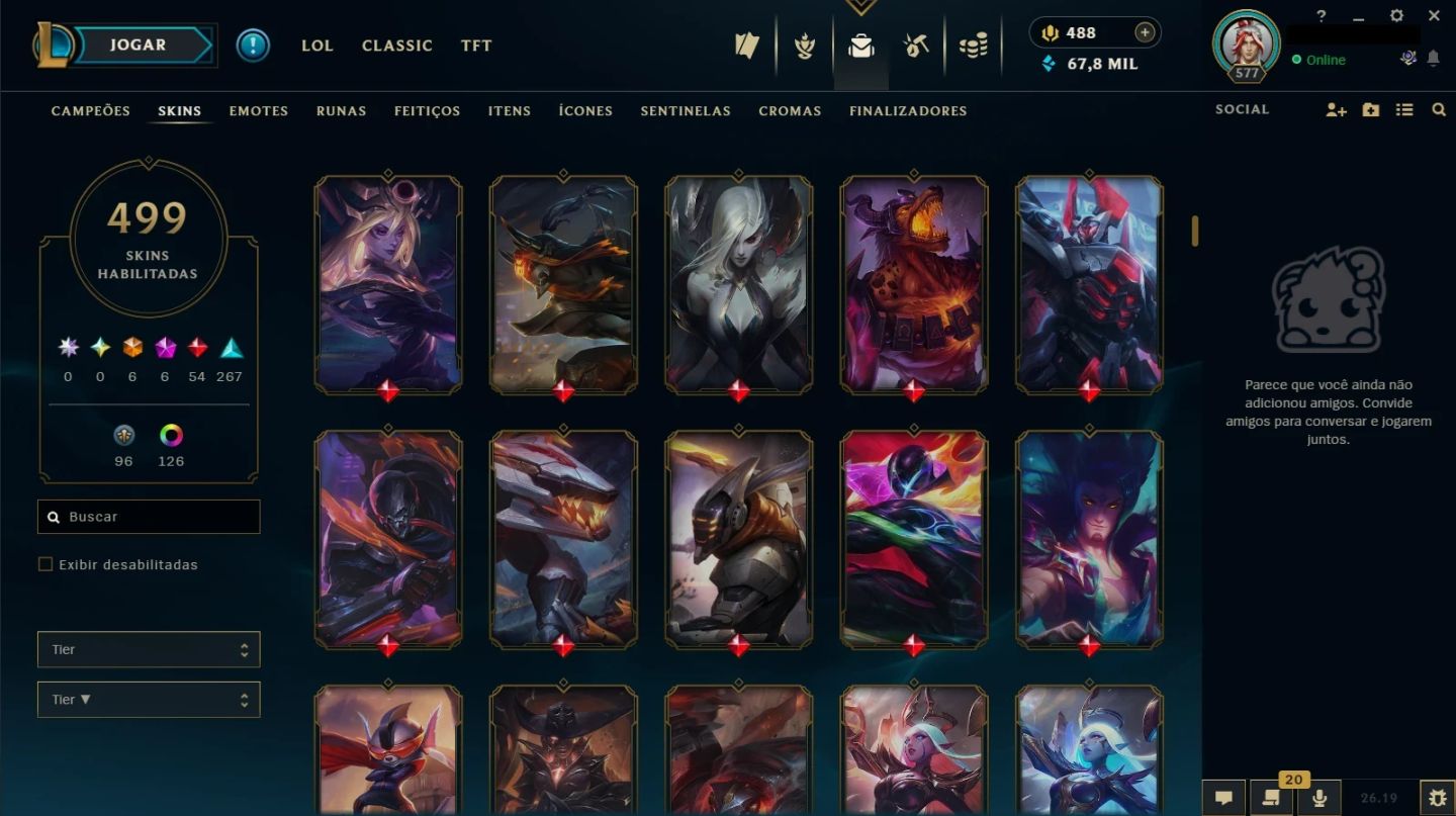 Conta com 501 skins