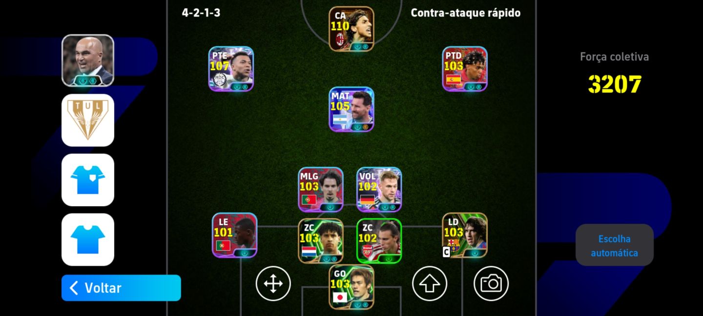 Conta com +3200 força, Ibra bigtime 110, Messi showtime 105, mbappe showtime 107