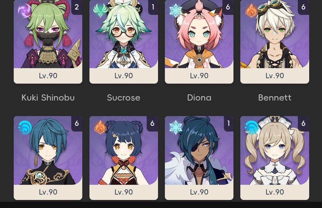 Conta genshin com vários boneco ja end game ar59