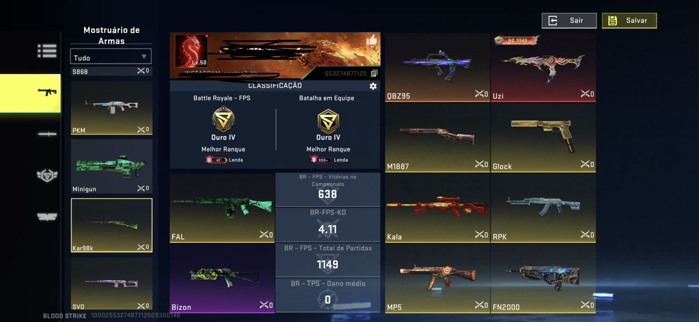 Conta de Blood Strike com eternas.