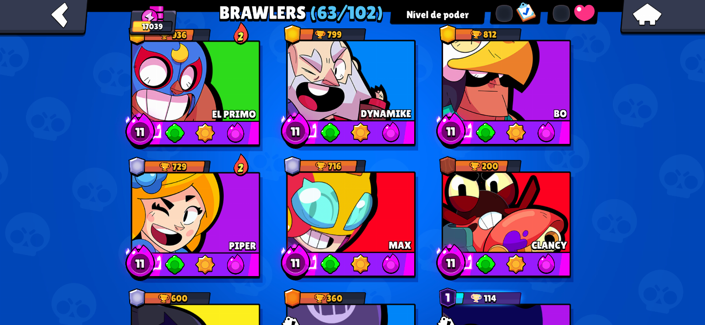 Conta de brawl stars com 1 prestigios e varios brawlers lendários e skins