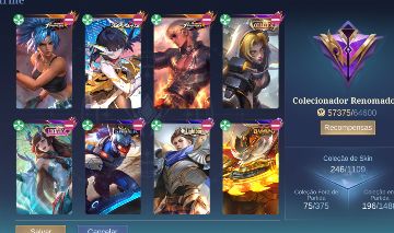MLBB 246 SKINS + GUSION KOF + RUBY ASPIRANTE + KAGURA DRAGÃO + EMBLEMAS LVL 60