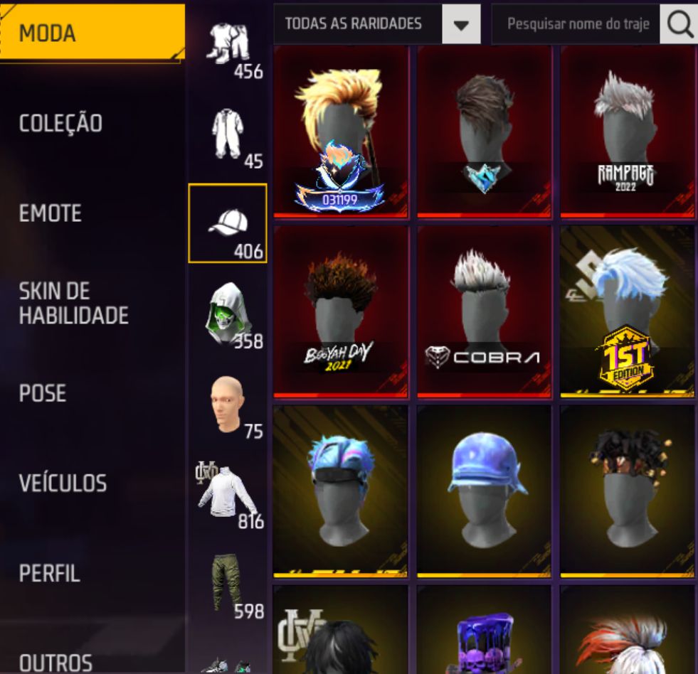 CONTA FREE FIRE: Top Criminal Vermelho + 8 Armas Evo (Lvl 6) + Passes Antigos