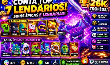Conta brawl stars, 26k troféu, 7 lendario, varios brawl e skin raras
