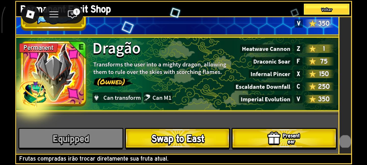Conta de Blox Fruits com Dragon Permanente