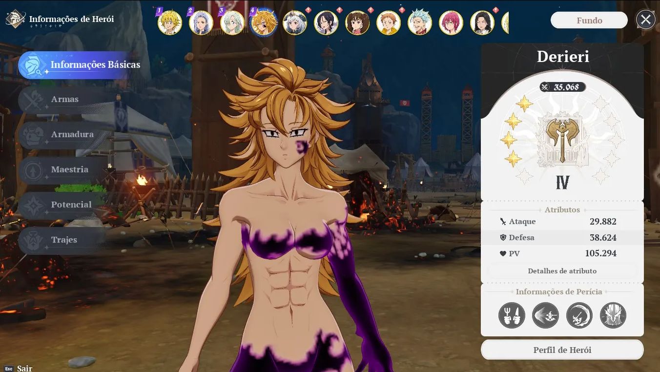 CONTA END GAME 3 PERSONAGENS P10 MELIODAS P10/ELIZABETH P10/