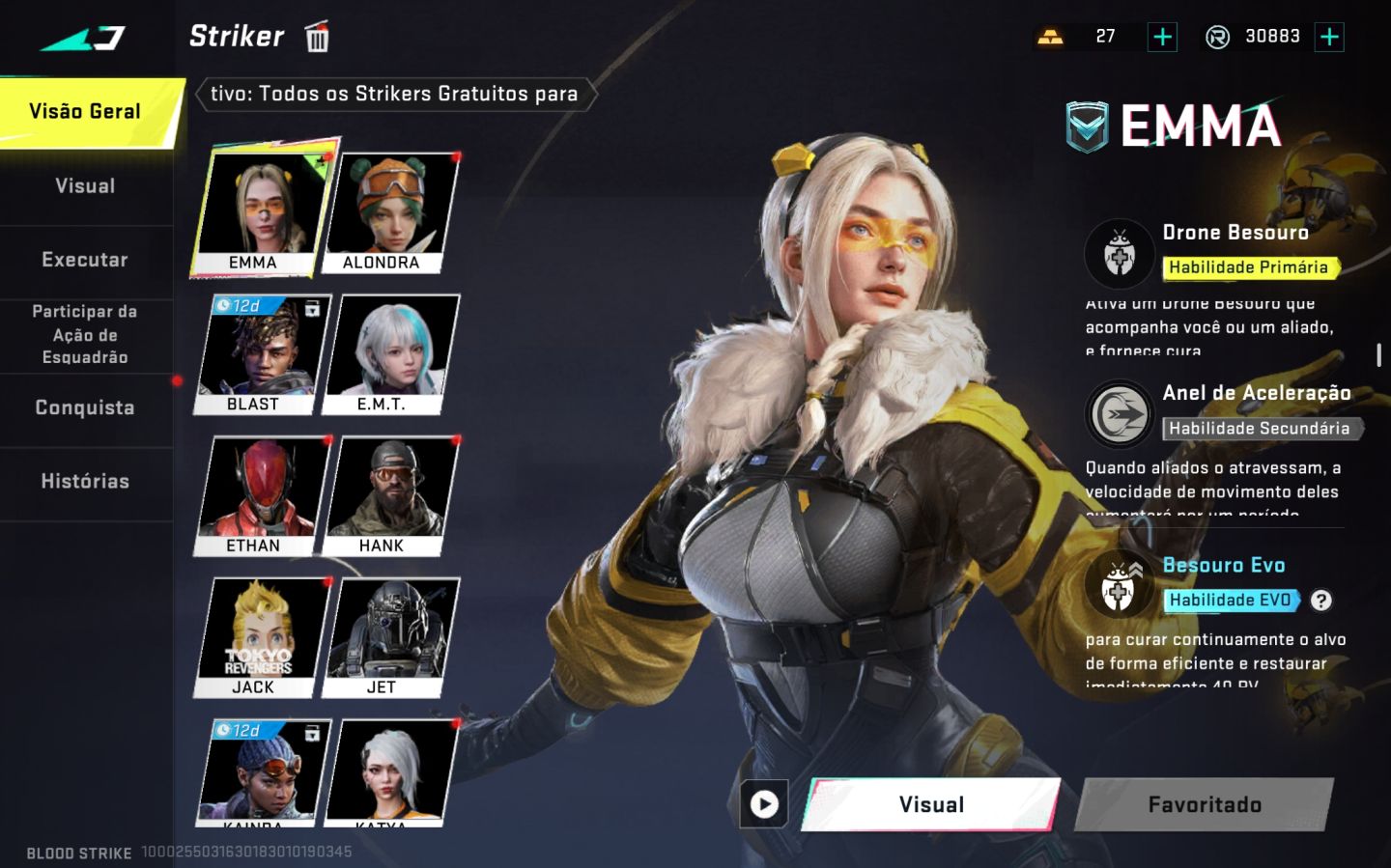Conta top de bloodstrike com faca talon santuário