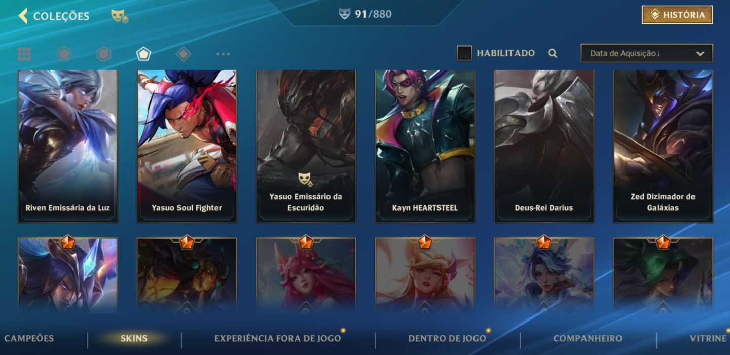 CONTA DE WILD RIFT COM MUITAS SKINS