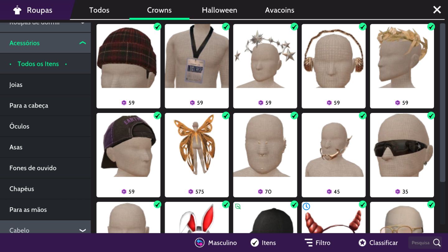 CONTA MASCULINA AVAKIN LIFE LvL 34