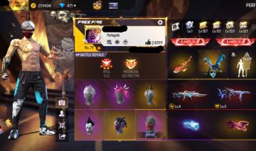 Conta free fire gemada com ragnarok, barbinha, punho, 800+ peitorais, prime 8